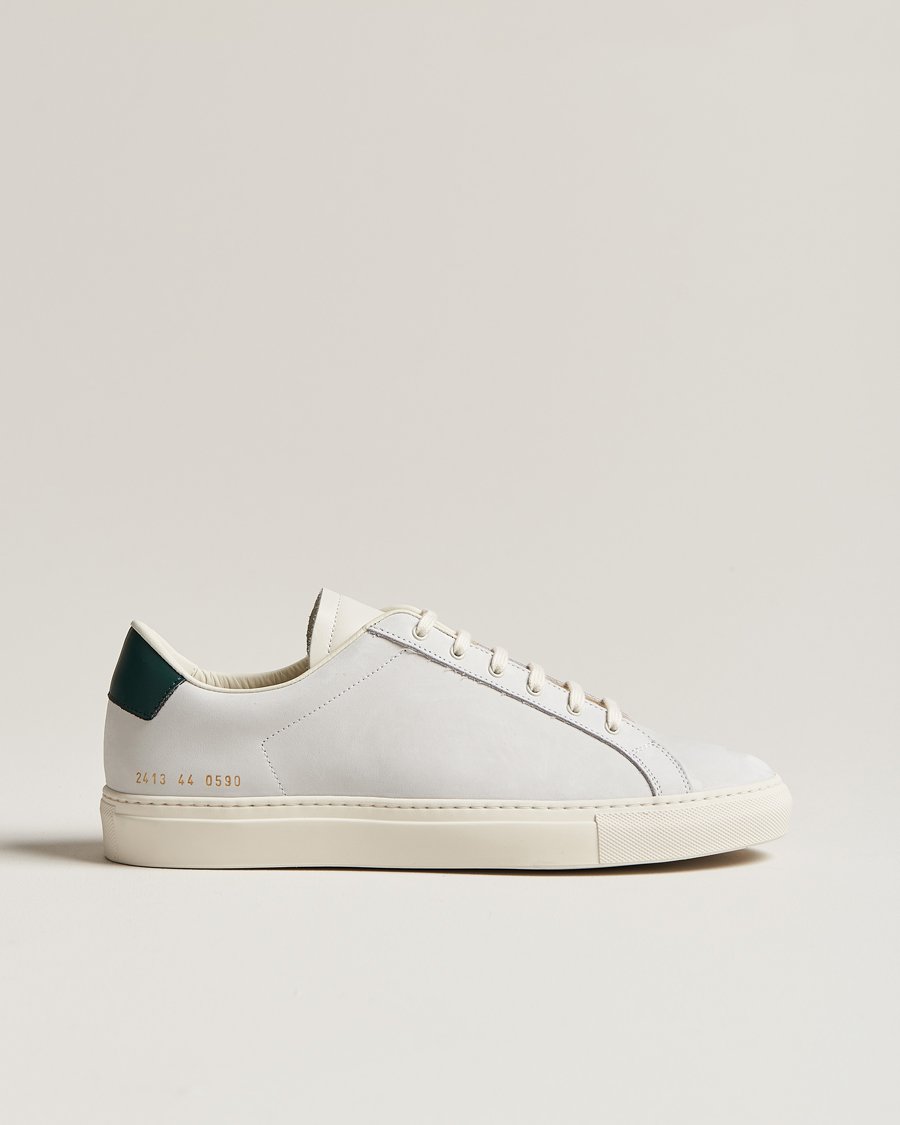 Homme | Common Projects Retro Pebbled Nappa Leather Sneaker White/Green | Common Projects | Retro Pebbled Nappa Leather Sneaker White/Green