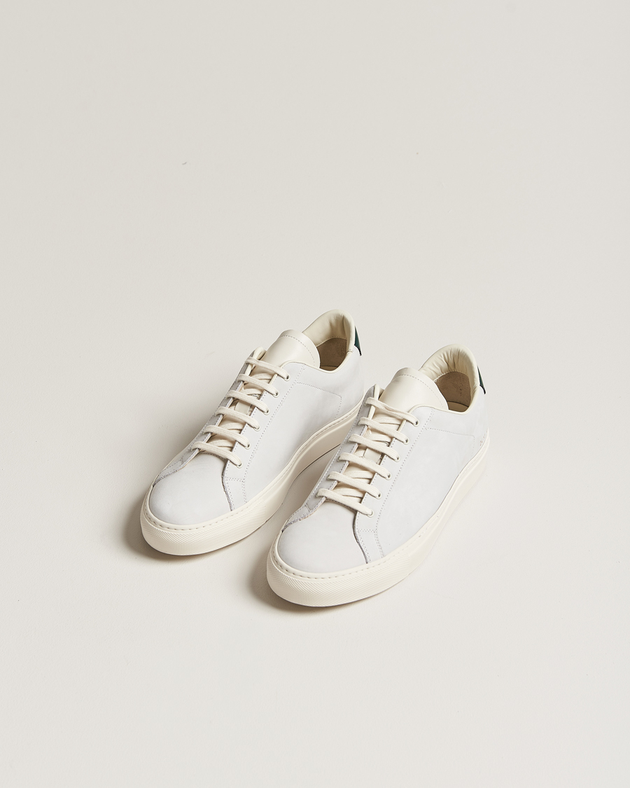 Homme | Common Projects Retro Pebbled Nappa Leather Sneaker White/Green | Common Projects | Retro Pebbled Nappa Leather Sneaker White/Green