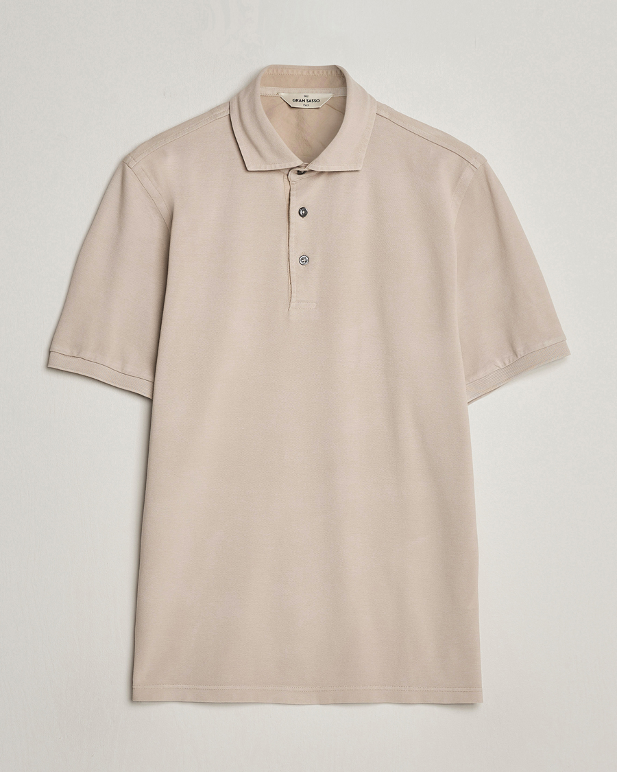 Homme | Polos | Gran Sasso | Washed Polo Beige Melange
