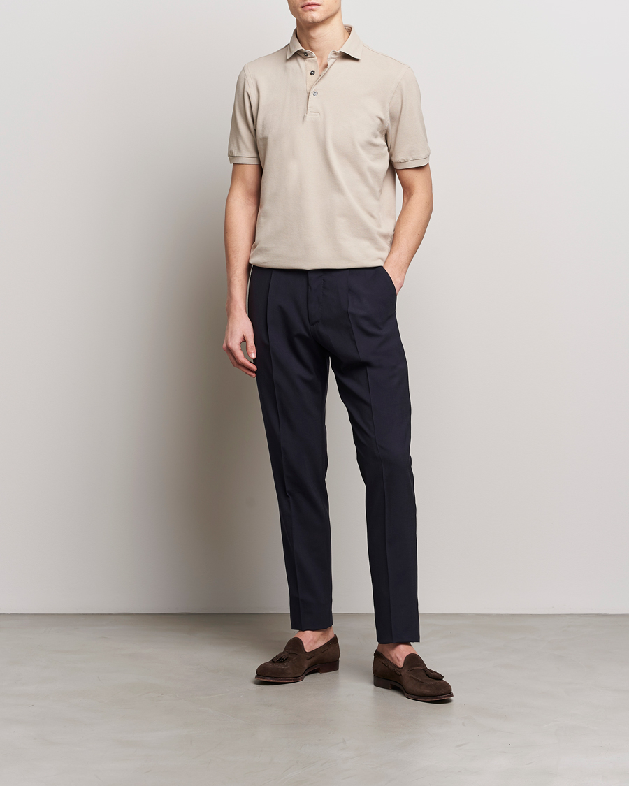 Homme | Polos | Gran Sasso | Washed Polo Beige Melange