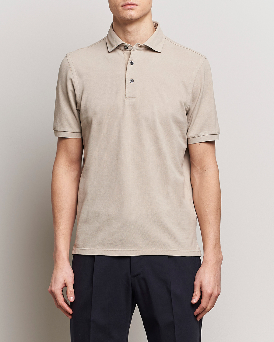 Homme | Polos | Gran Sasso | Washed Polo Beige Melange