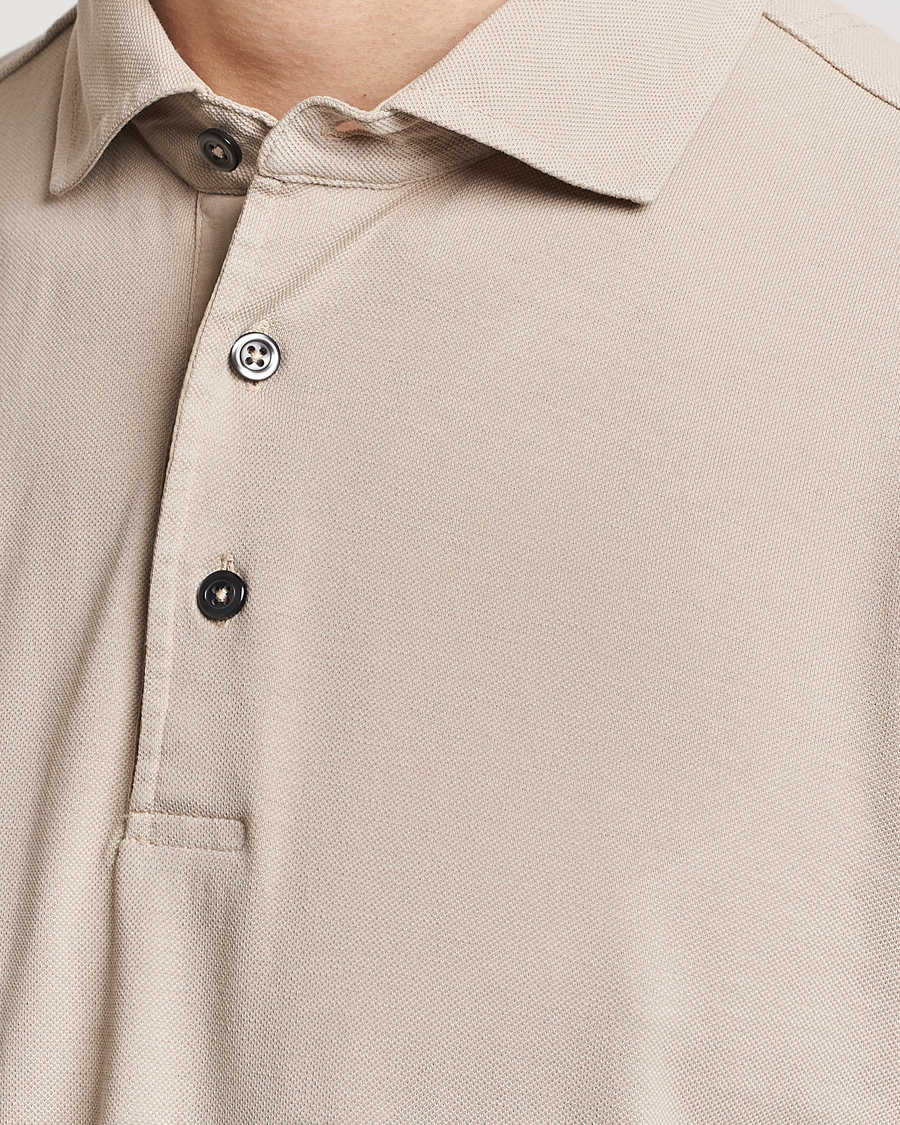 Homme | Polos | Gran Sasso | Washed Polo Beige Melange