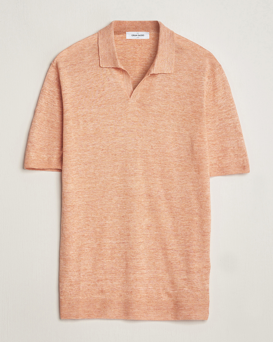 Homme | Polos | Gran Sasso | Knitted Linen Polo Orange