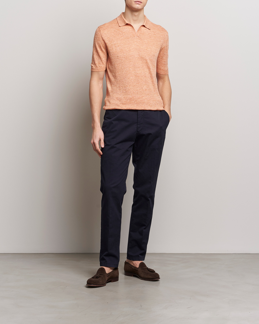 Homme | Polos | Gran Sasso | Knitted Linen Polo Orange