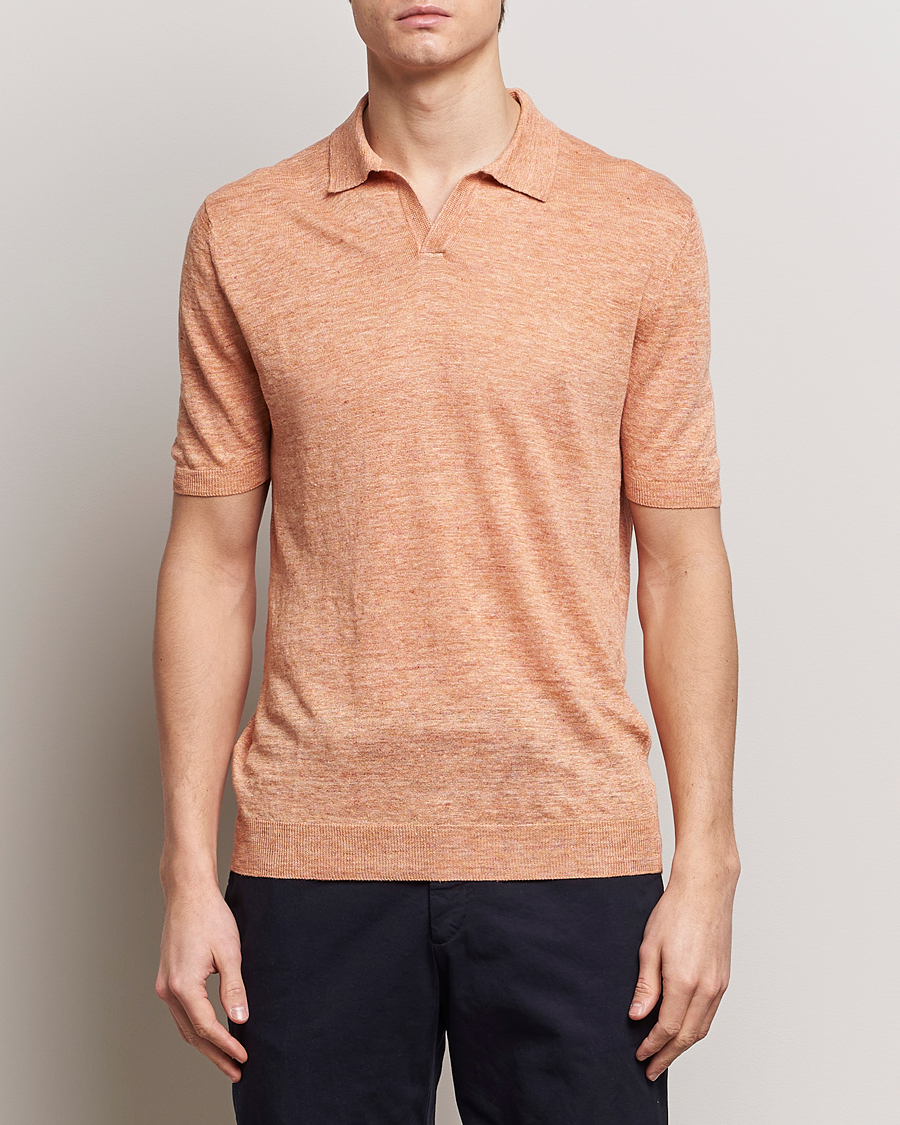 Homme | Polos | Gran Sasso | Knitted Linen Polo Orange