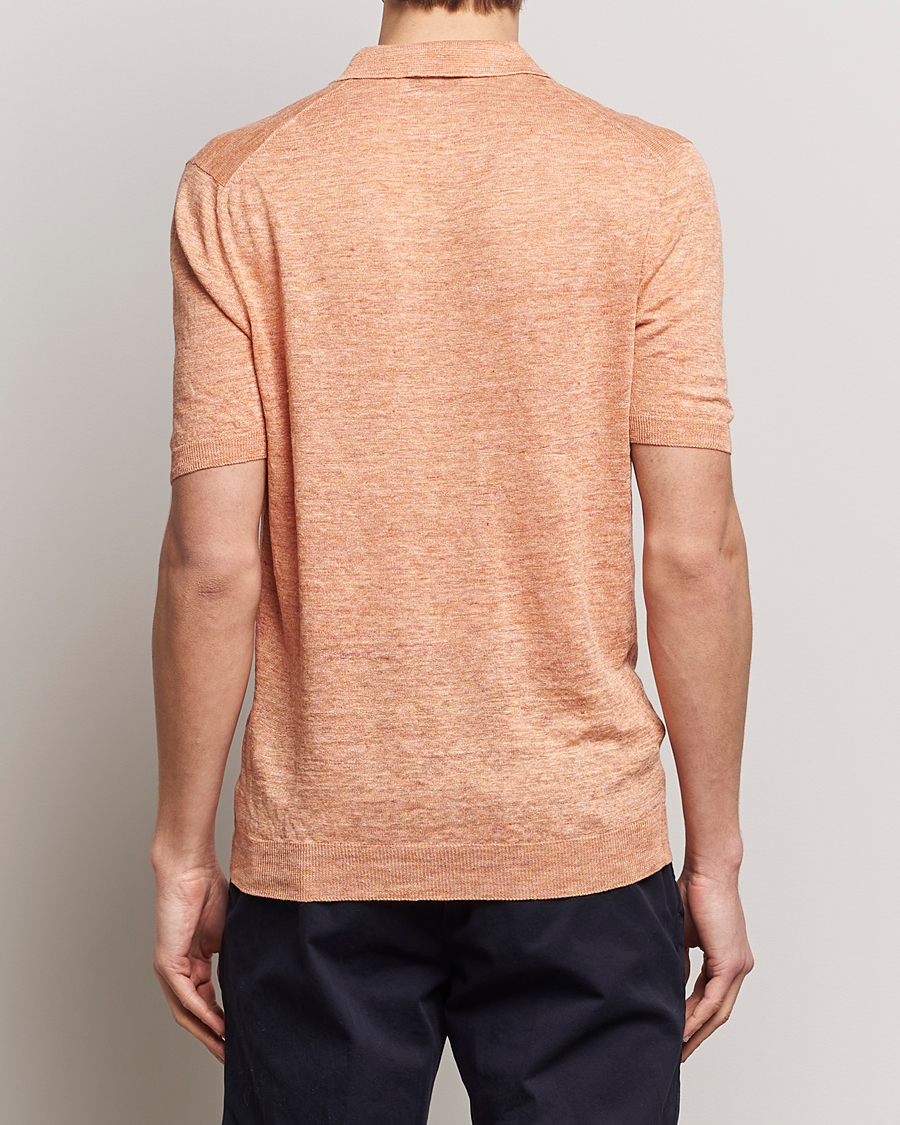 Homme | Polos | Gran Sasso | Knitted Linen Polo Orange