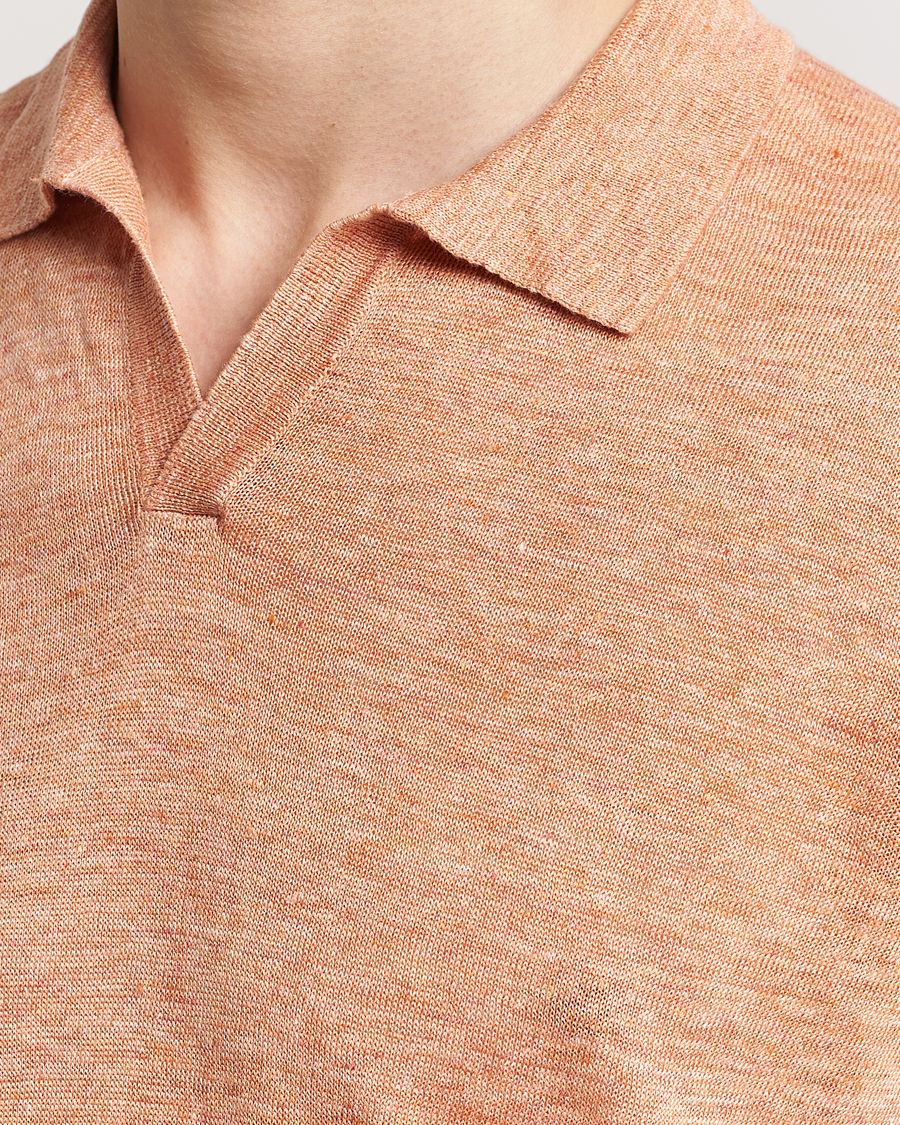 Homme | Polos | Gran Sasso | Knitted Linen Polo Orange