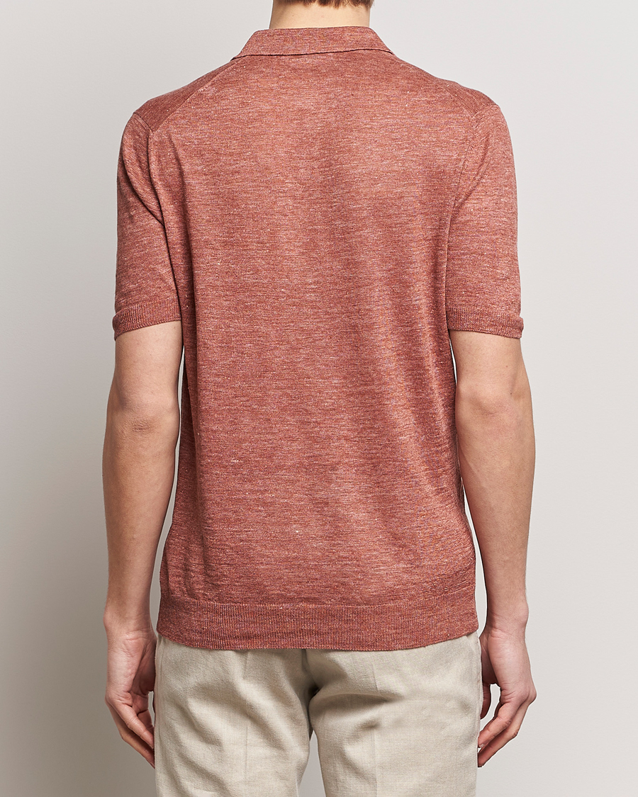 Homme | Polos | Gran Sasso | Knitted Linen Polo Rust Melange
