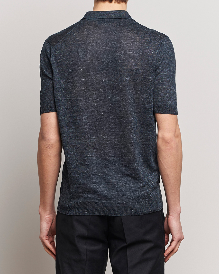 Homme | Polos | Gran Sasso | Knitted Linen Polo Navy