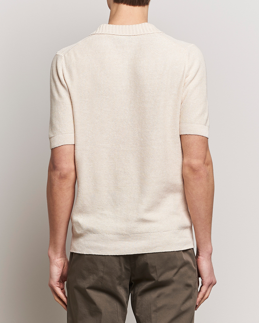 Homme | Polos | Gran Sasso | Linen/Cotton Open Collar Polo Cream