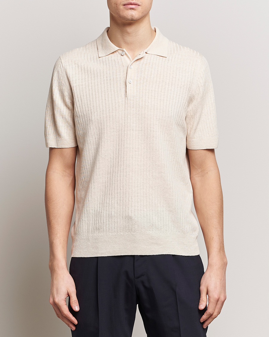 Homme | Sections | Gran Sasso | Linen/Cotton Structured Polo Cream
