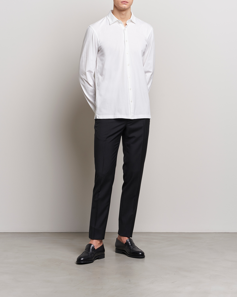 Homme | Chemises | Gran Sasso | Washed Cotton Jersey Shirt White