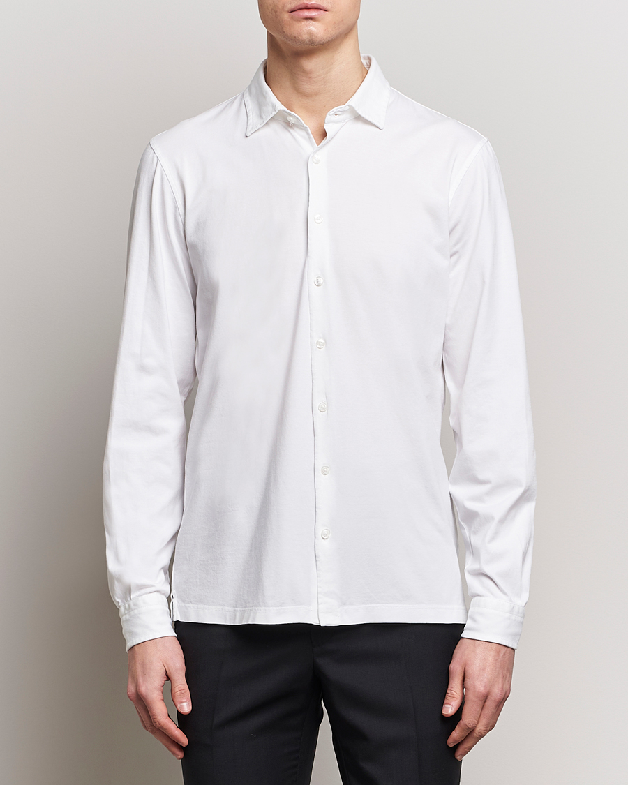 Homme | Chemises Décontractées | Gran Sasso | Washed Cotton Jersey Shirt White