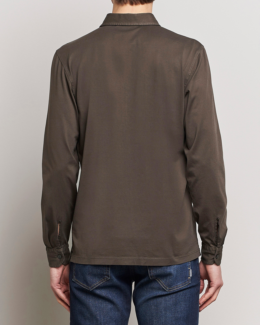 Homme | Chemises | Gran Sasso | Washed Cotton Jersey Shirt Dark Brown
