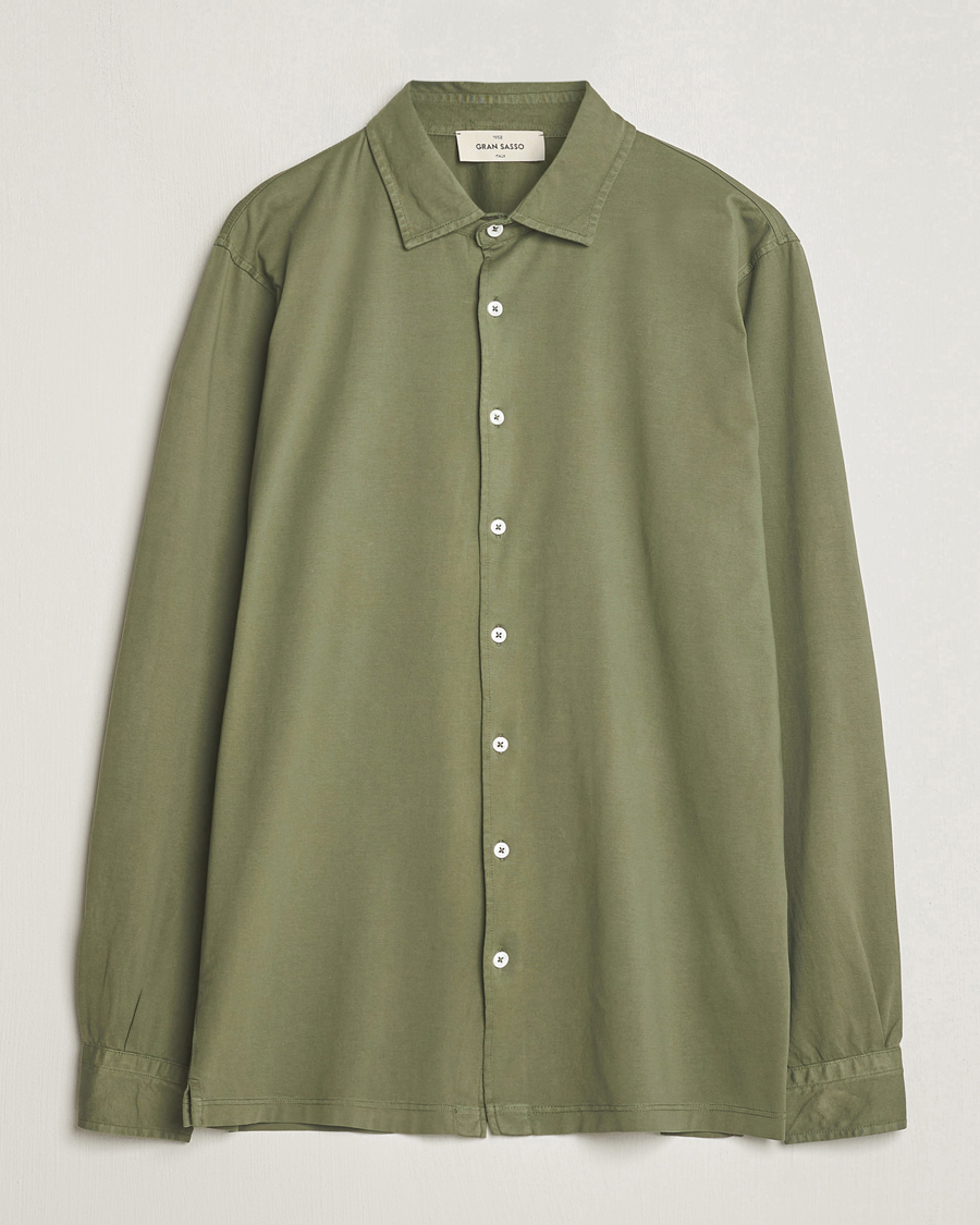 Homme | Chemises | Gran Sasso | Washed Cotton Jersey Shirt Green
