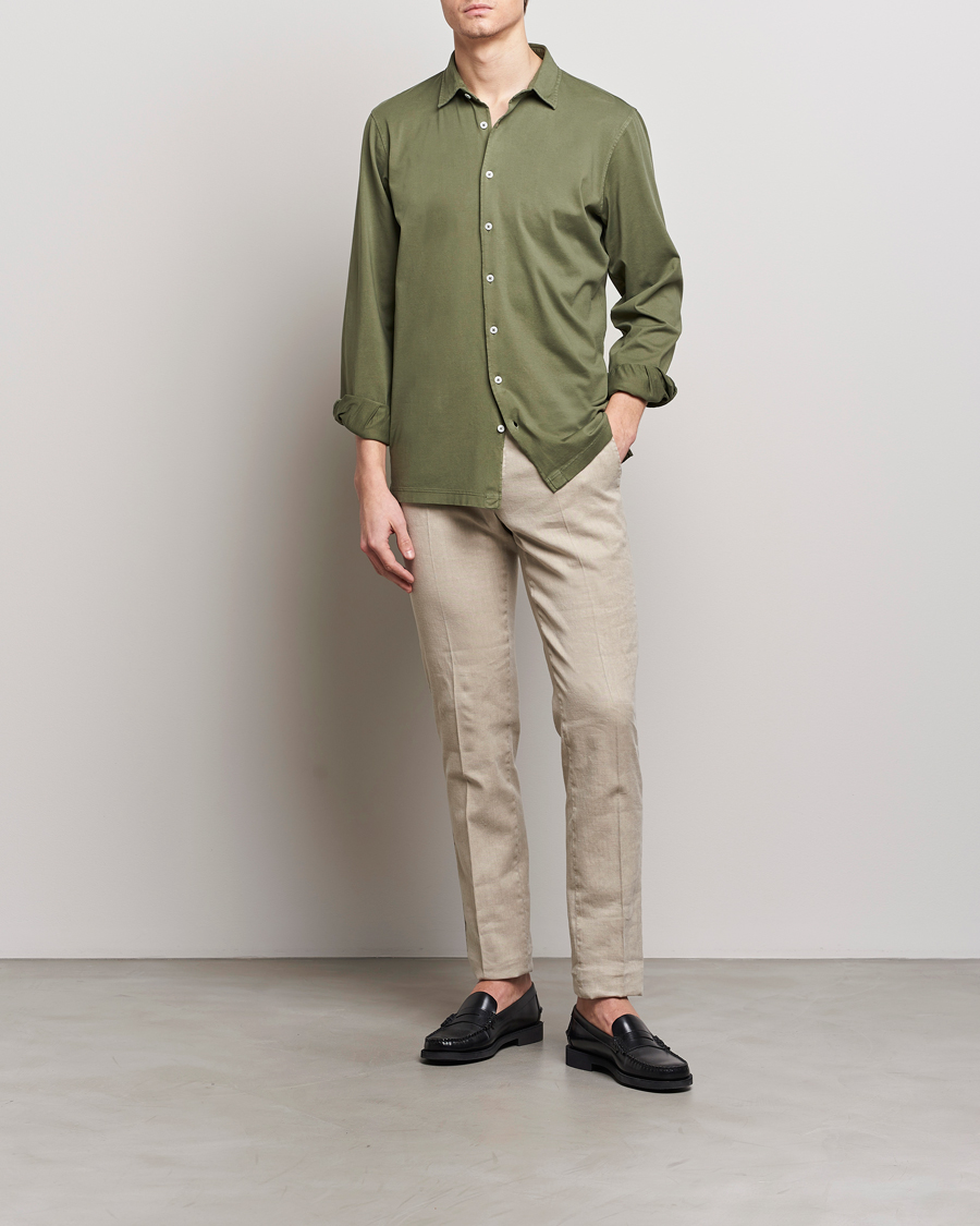 Homme | Chemises | Gran Sasso | Washed Cotton Jersey Shirt Green