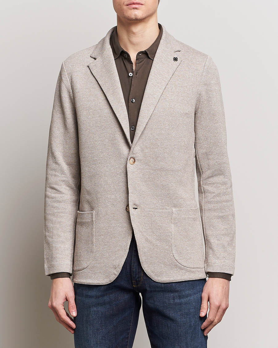 Homme |  | Gran Sasso | Structured Cotton/Linen Blazer Beige Melange