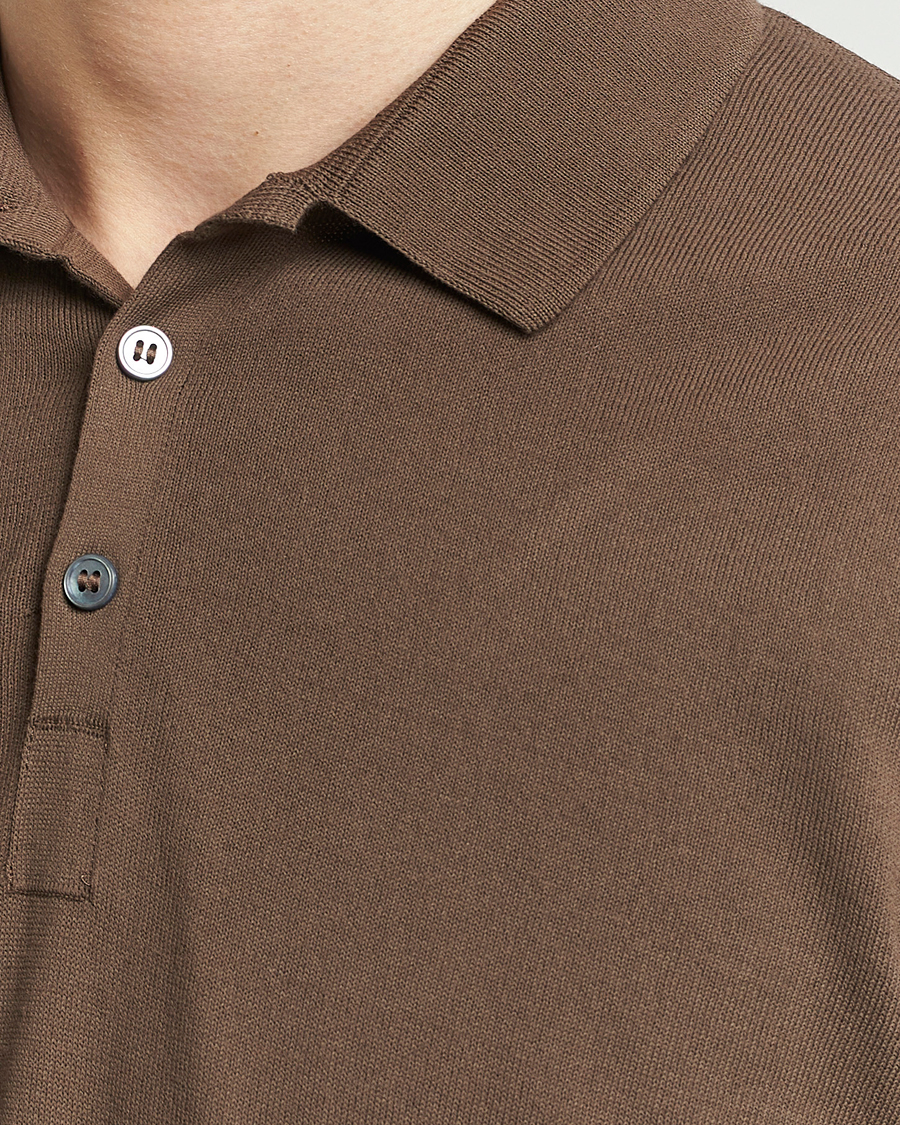 Homme | Polos | Gran Sasso | Cotton Knitted Polo Dark Brown