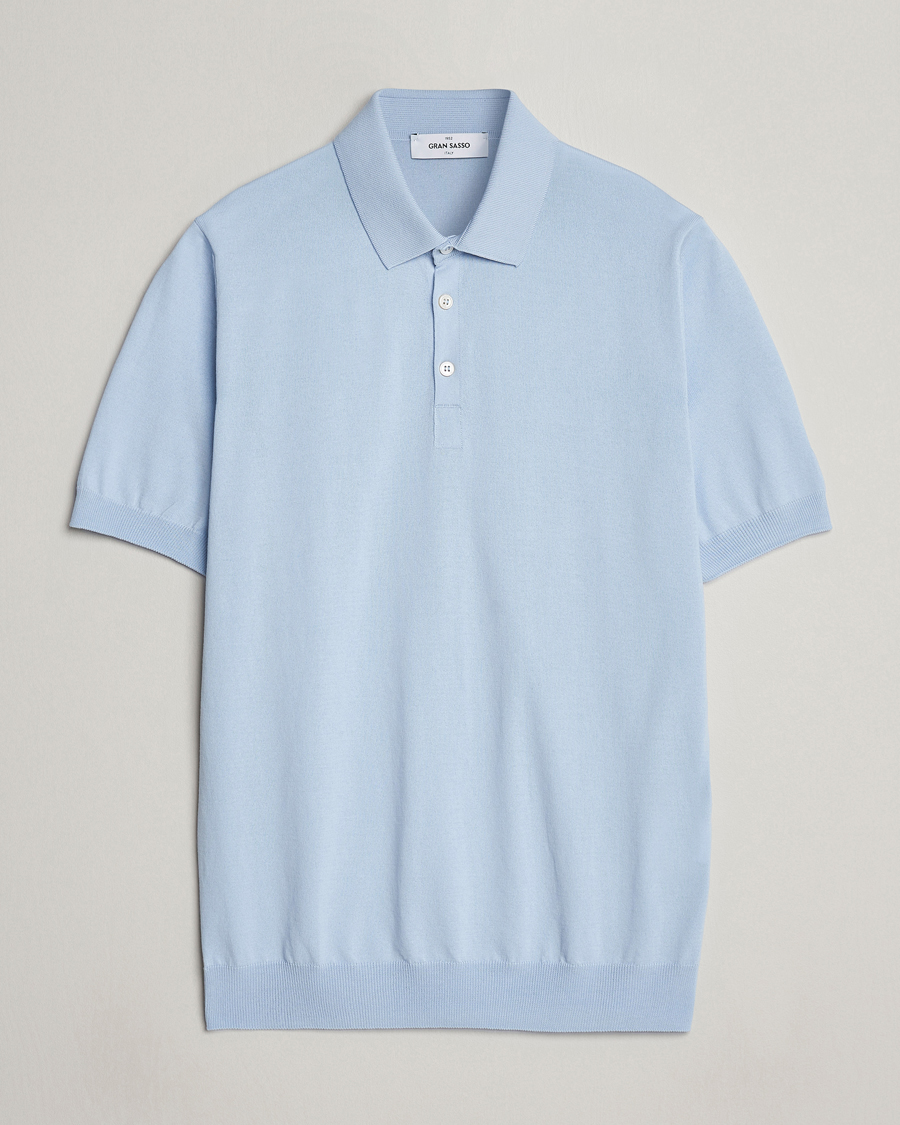 Homme | Polos | Gran Sasso | Cotton Knitted Polo Light Blue