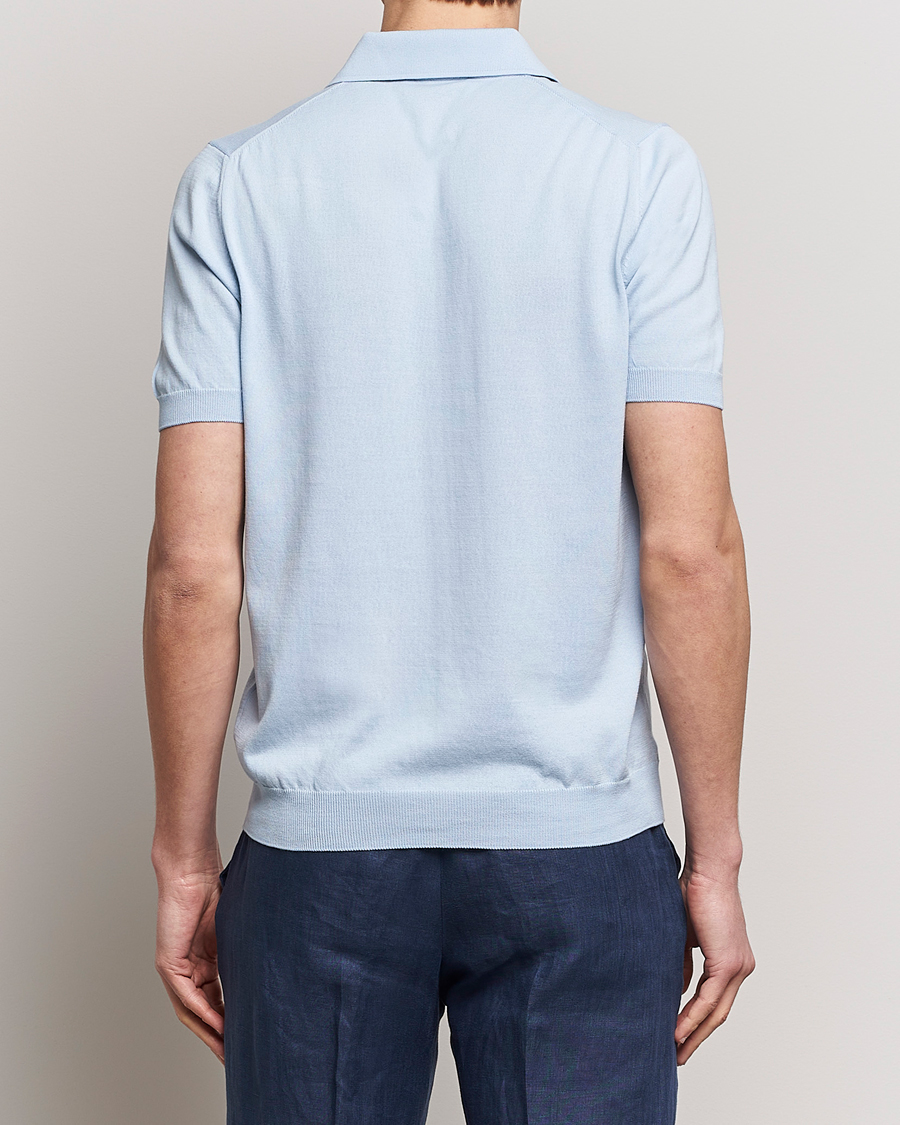 Homme | Polos | Gran Sasso | Cotton Knitted Polo Light Blue