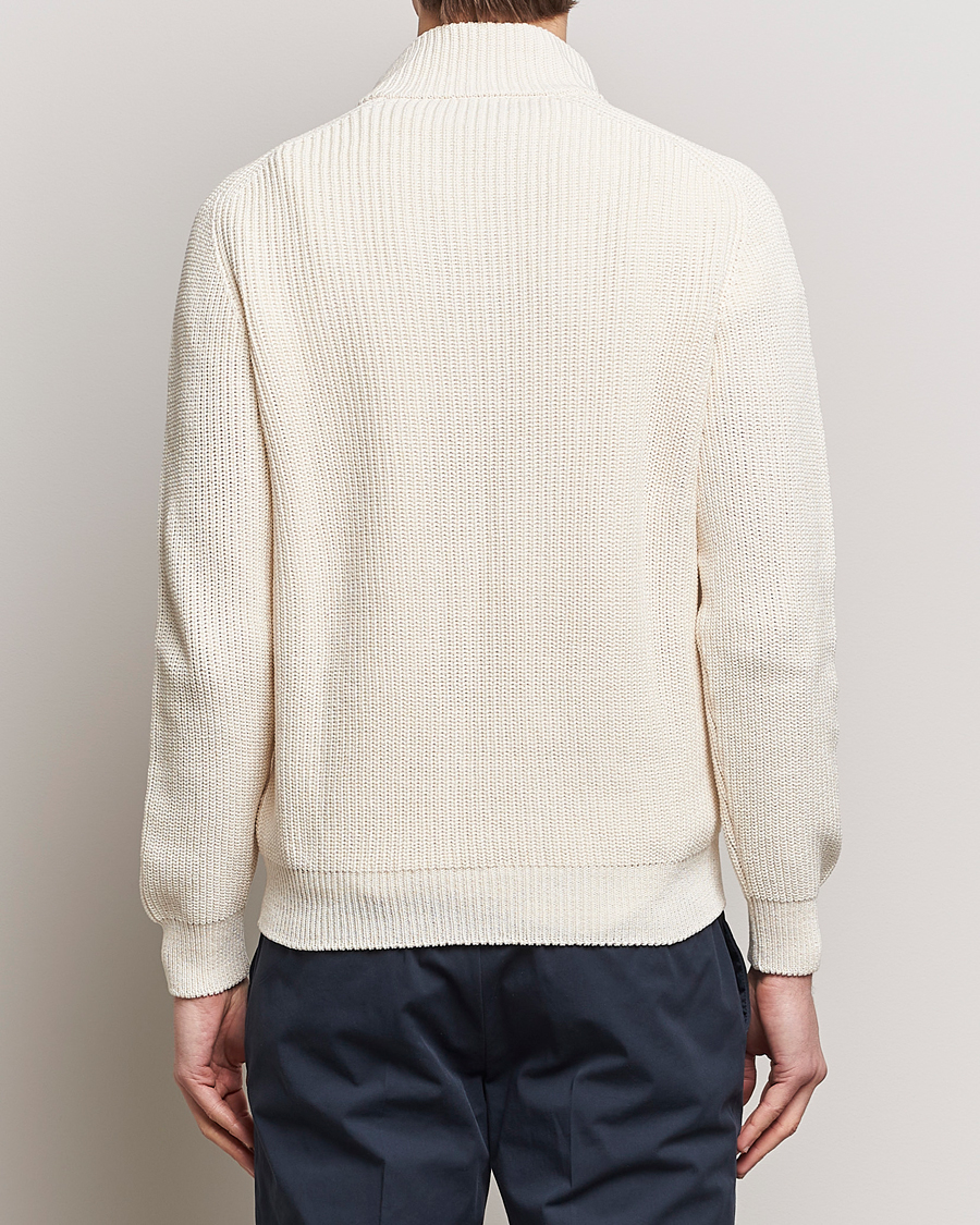 Homme | Pulls Et Tricots | Gran Sasso | Cotton Heavy Knitted Half Zip Cream
