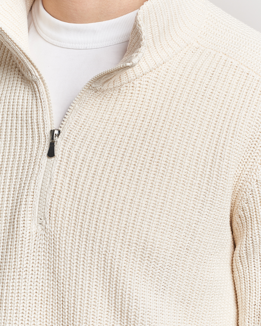 Homme | Pulls Et Tricots | Gran Sasso | Cotton Heavy Knitted Half Zip Cream