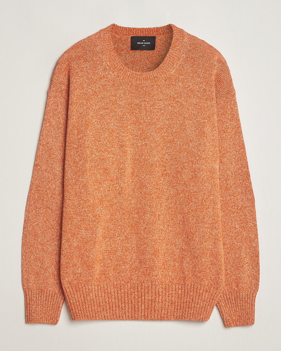 Homme | Pulls Et Tricots | Gran Sasso | Cotton Heavy Knitted Crew Neck Rust Melange