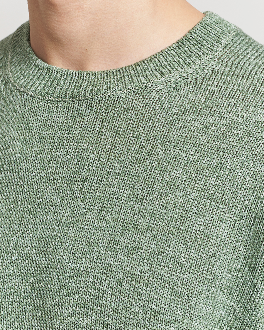 Homme | Pulls Et Tricots | Gran Sasso | Cotton Heavy Knitted Crew Neck Green Melange