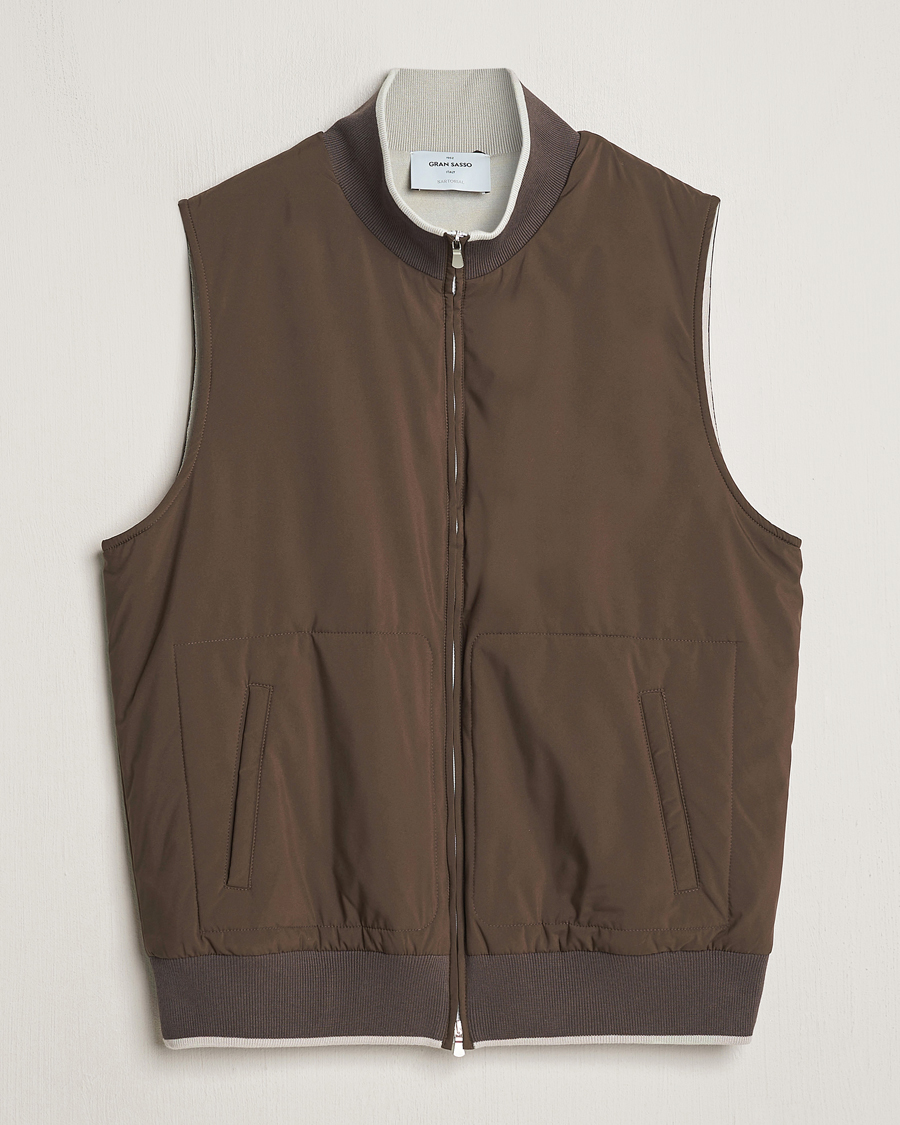 Homme | Manteaux Et Vestes | Gran Sasso | Nylon Light Padded Gilet Dark Brown