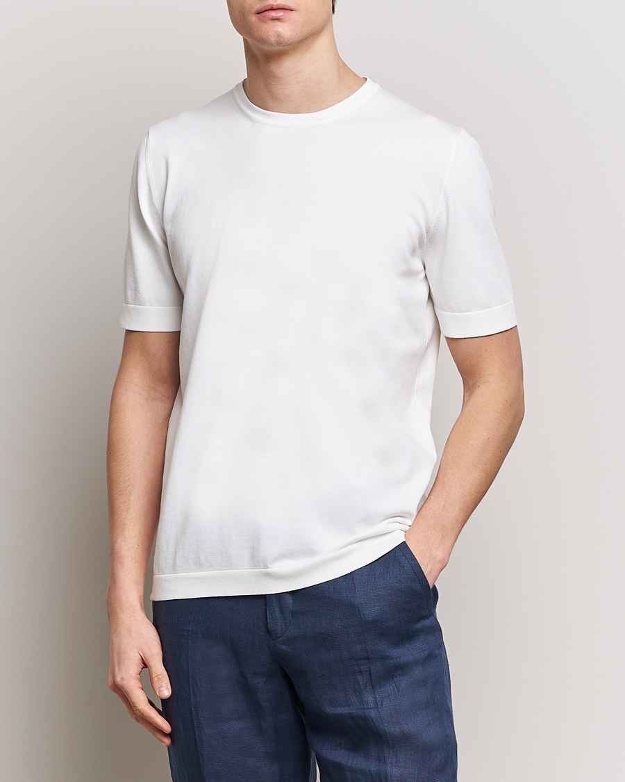 Homme | Gran Sasso | Gran Sasso | Cotton Knitted Crew Neck T-Shirt White