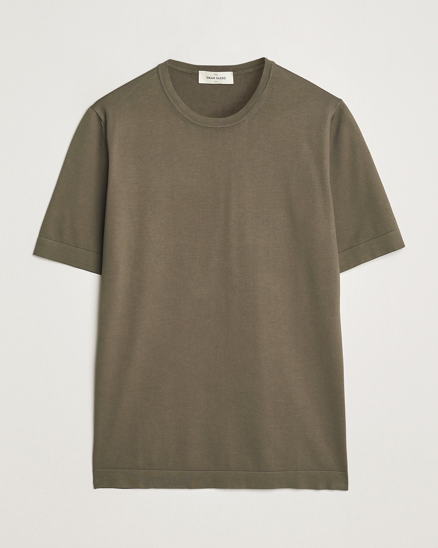 Homme | T-shirts | Gran Sasso | Cotton Knitted Crew Neck T-Shirt Dark Brown
