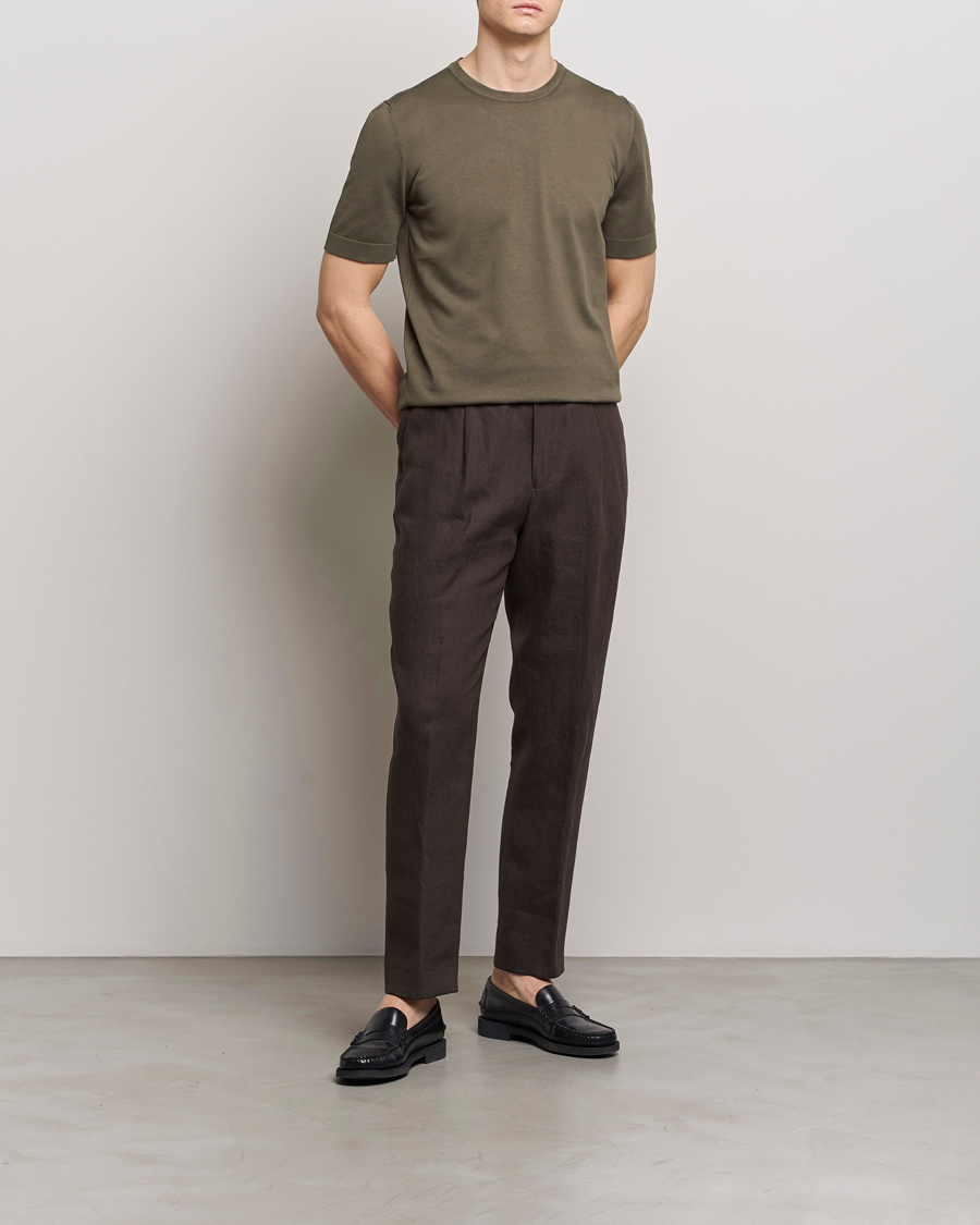 Homme | T-shirts | Gran Sasso | Cotton Knitted Crew Neck T-Shirt Dark Brown