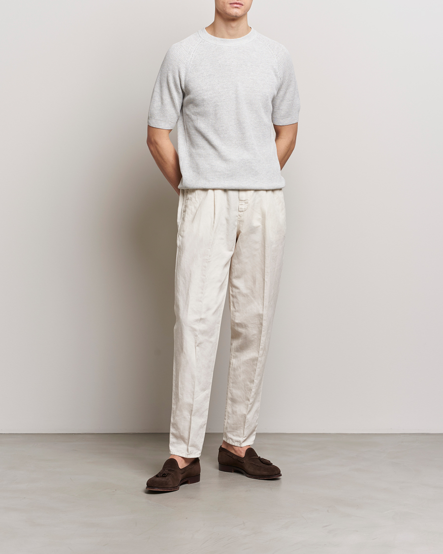 Homme | T-shirts | Gran Sasso | Cotton Heavy Knitted Crew Neck T-Shirt Light Grey