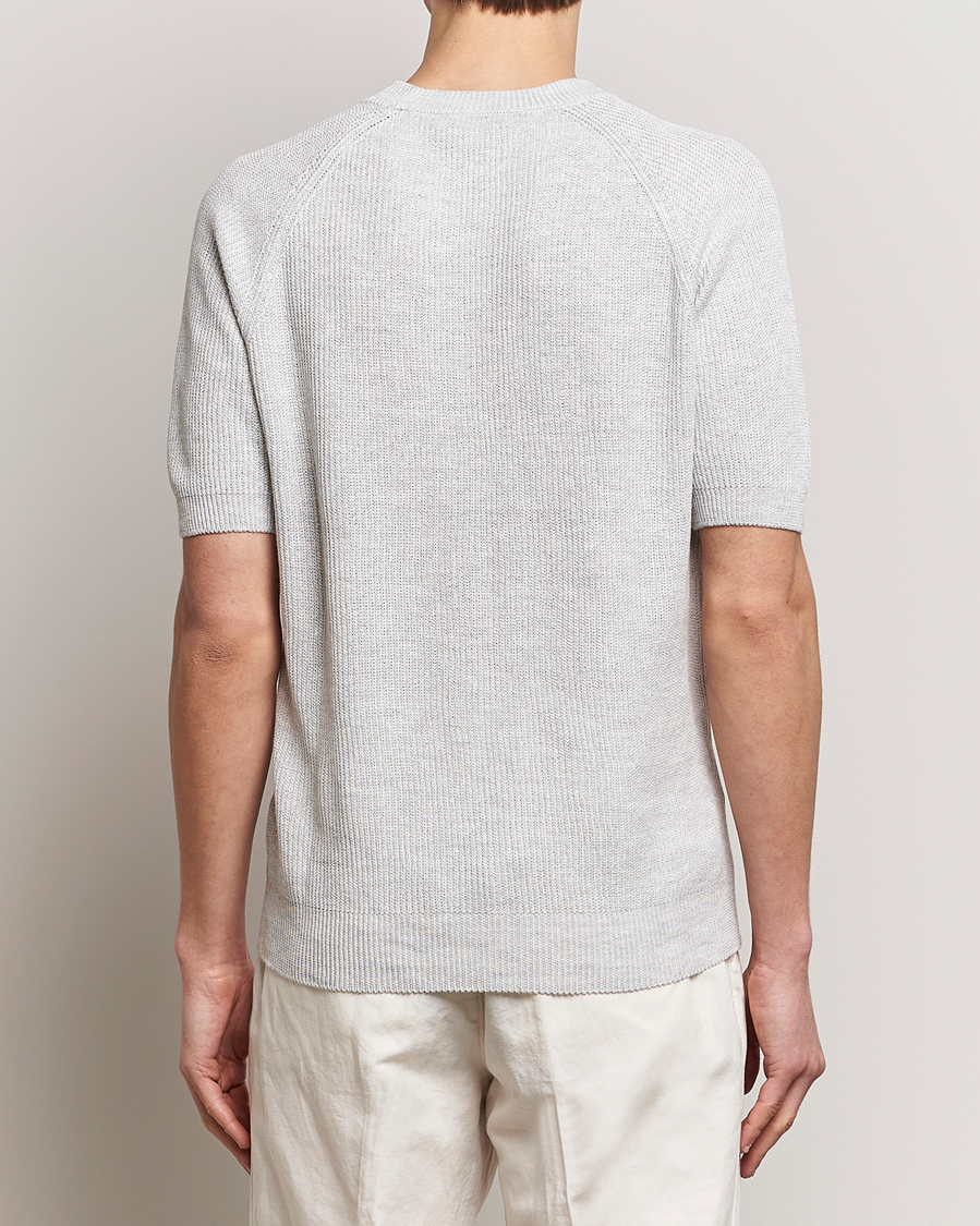 Homme | T-shirts | Gran Sasso | Cotton Heavy Knitted Crew Neck T-Shirt Light Grey
