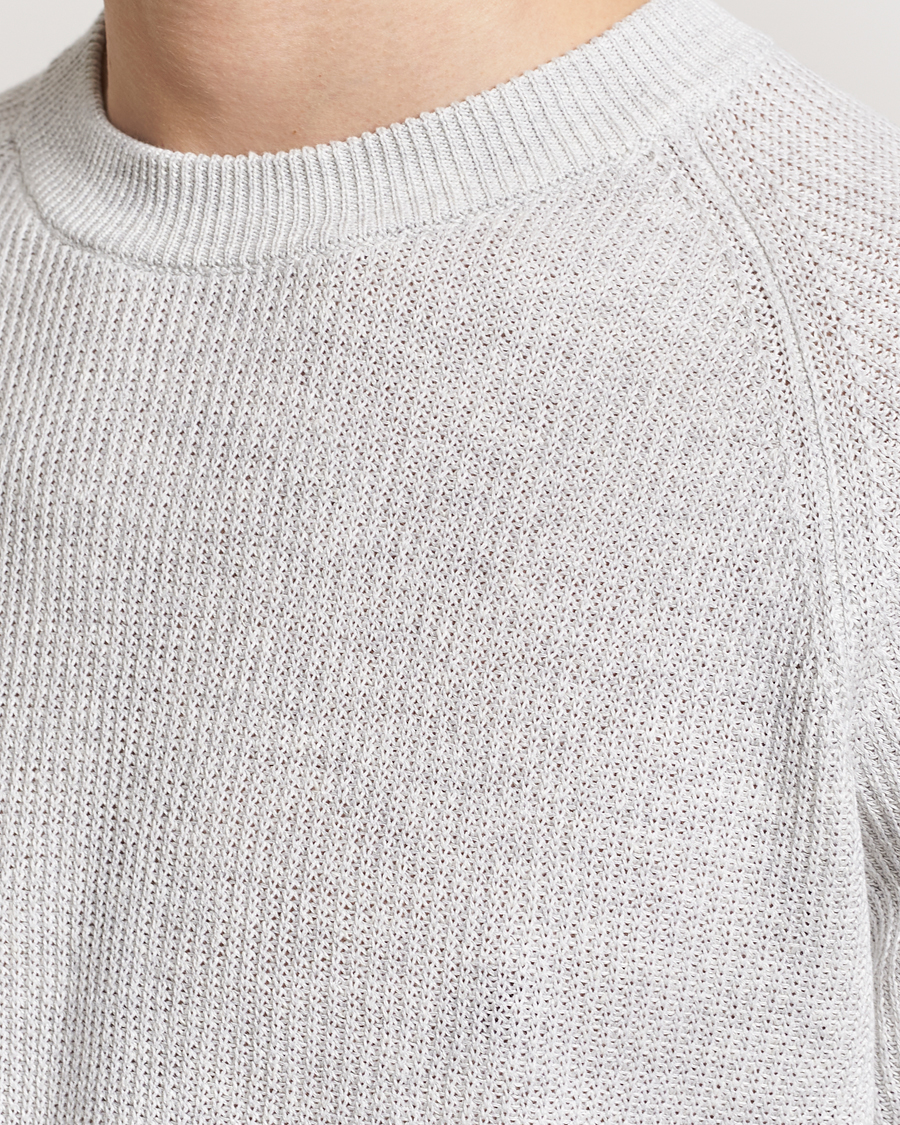Homme | T-shirts | Gran Sasso | Cotton Heavy Knitted Crew Neck T-Shirt Light Grey