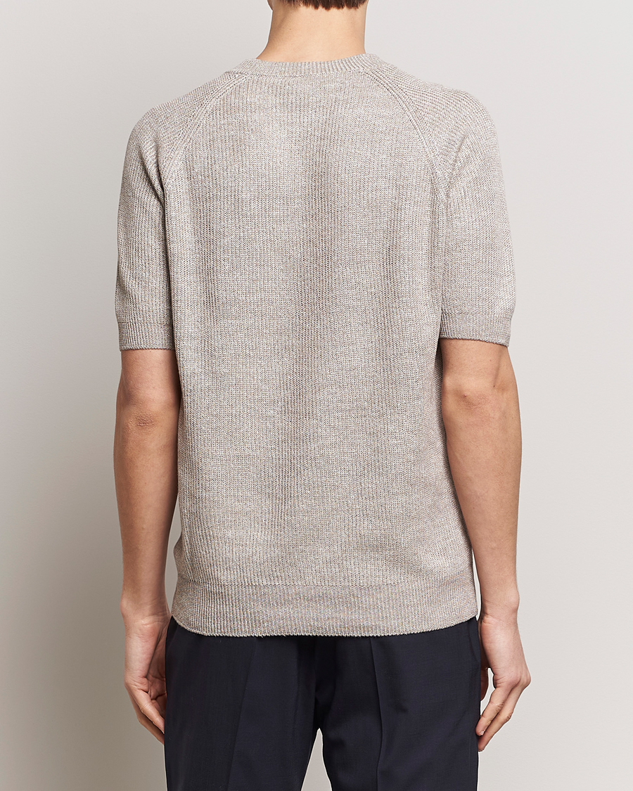 Homme | T-shirts | Gran Sasso | Cotton Heavy Knitted Crew Neck T-Shirt Beige Melange