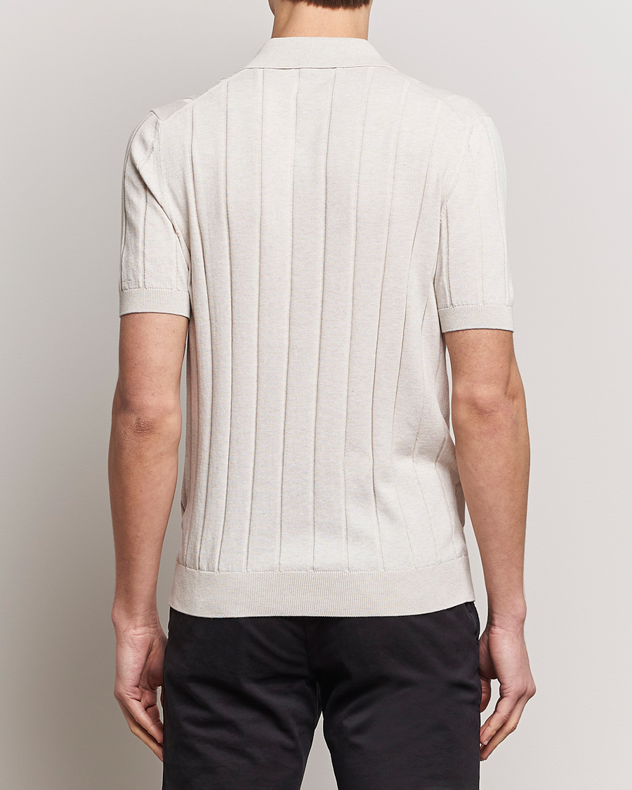 Homme | Chemises | Gran Sasso | Cotton Structured Knitted Short Sleeve Shirt Cream