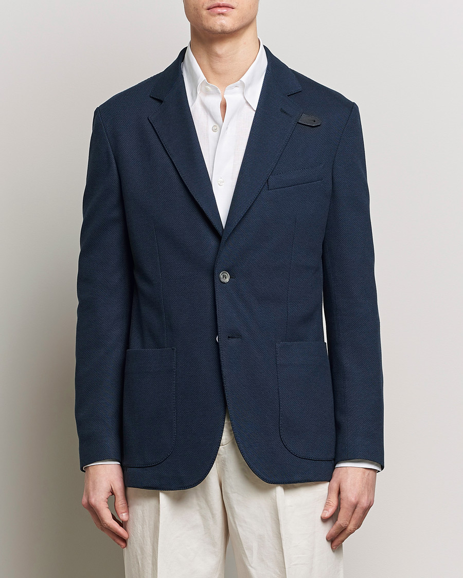 Homme | Brioni | Brioni | Cotton/Silk Jersey Blazer Navy
