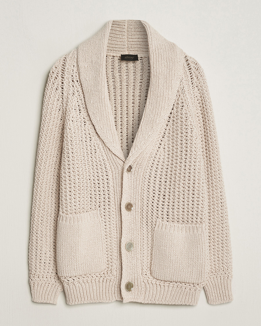 Homme | Pulls Et Tricots | Brioni | Cotton/Wool Shawl Cardigan Light Beige
