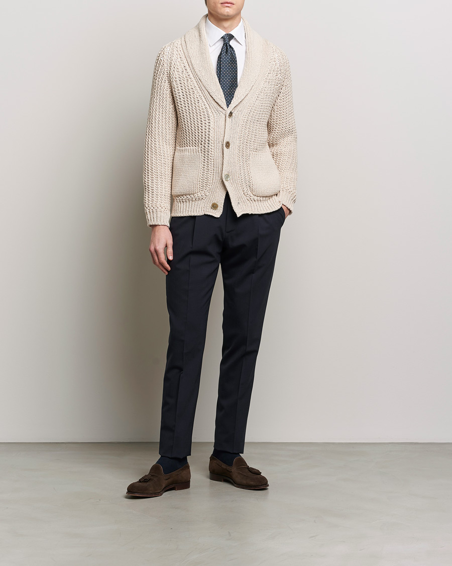 Homme | Pulls Et Tricots | Brioni | Cotton/Wool Shawl Cardigan Light Beige