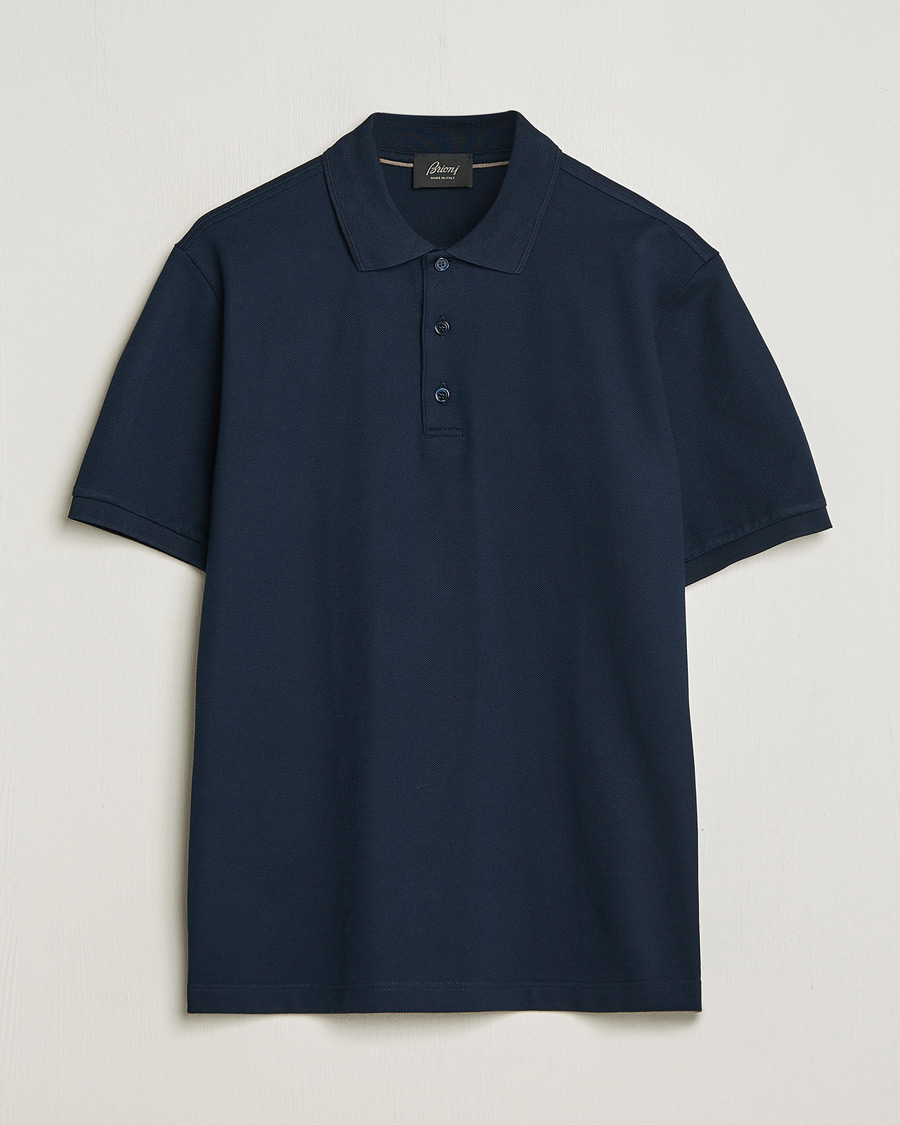 Homme | Polos | Brioni | Cotton Pique Short Sleeve Polo Navy