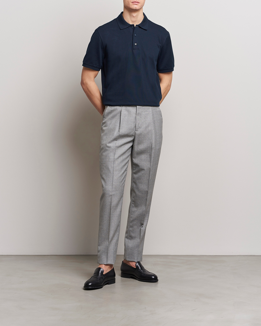 Homme | Polos | Brioni | Cotton Pique Short Sleeve Polo Navy