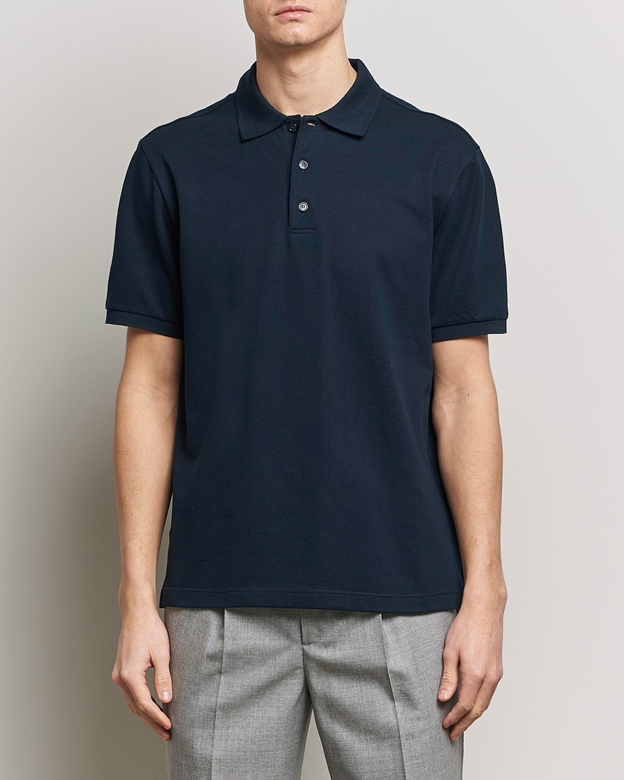Homme | Polos | Brioni | Cotton Pique Short Sleeve Polo Navy