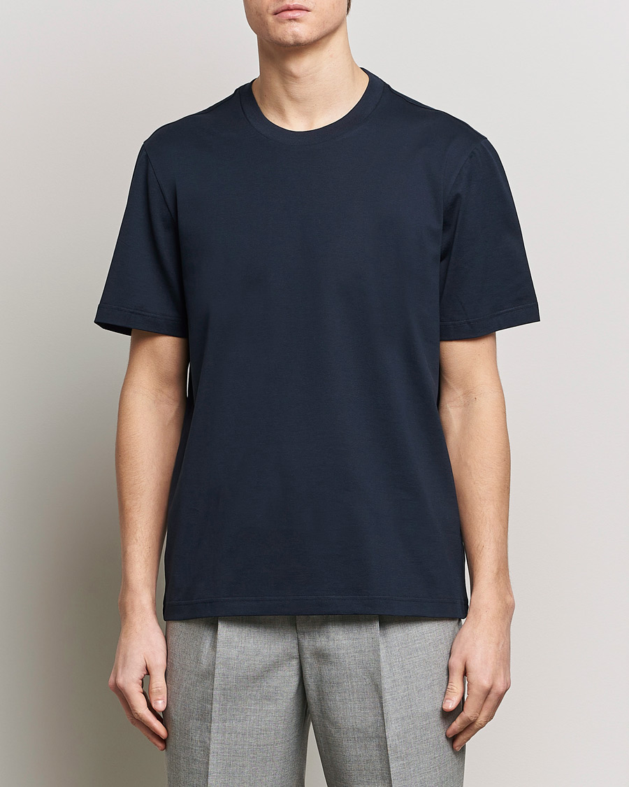 Homme | Italian Department | Brioni | Short Sleeve Cotton T-Shirt Navy