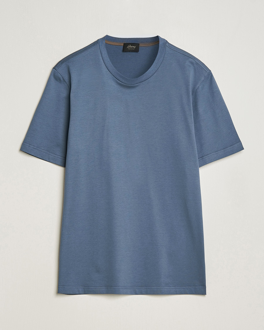 Homme | T-shirts | Brioni | Short Sleeve Cotton T-Shirt Petroleum