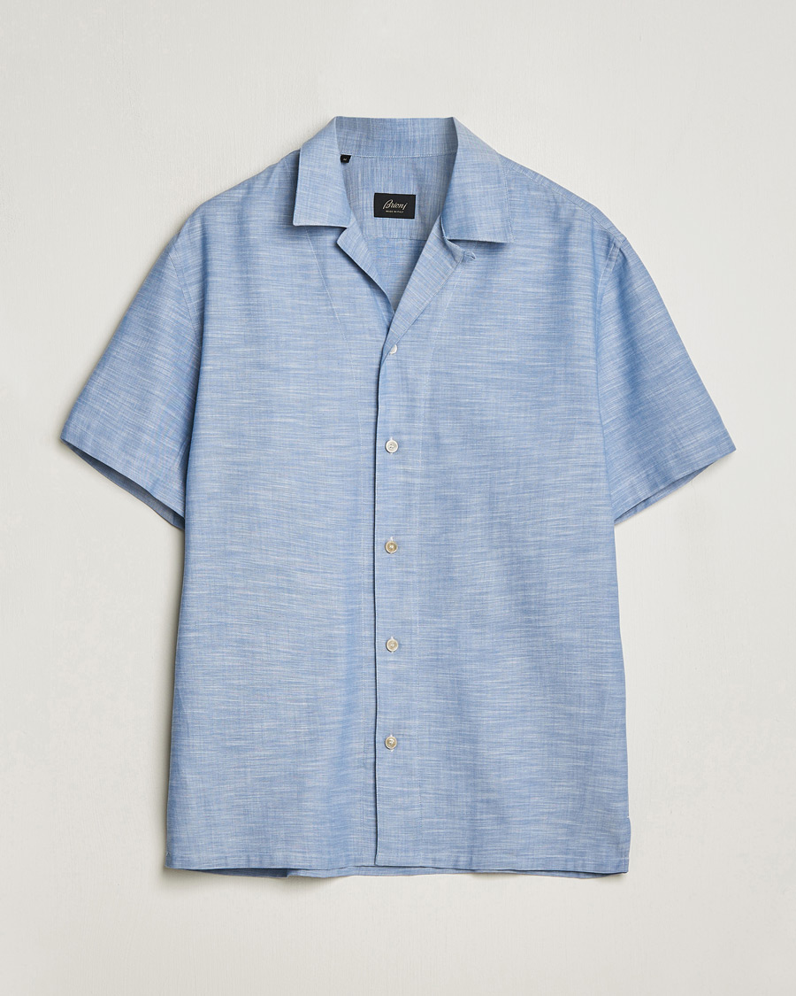 Homme | Chemises | Brioni | Cotton Cuban Shirt Light Blue