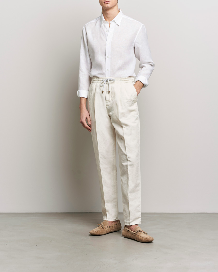 Homme | Chemises | Brioni | Linen Sport Shirt White