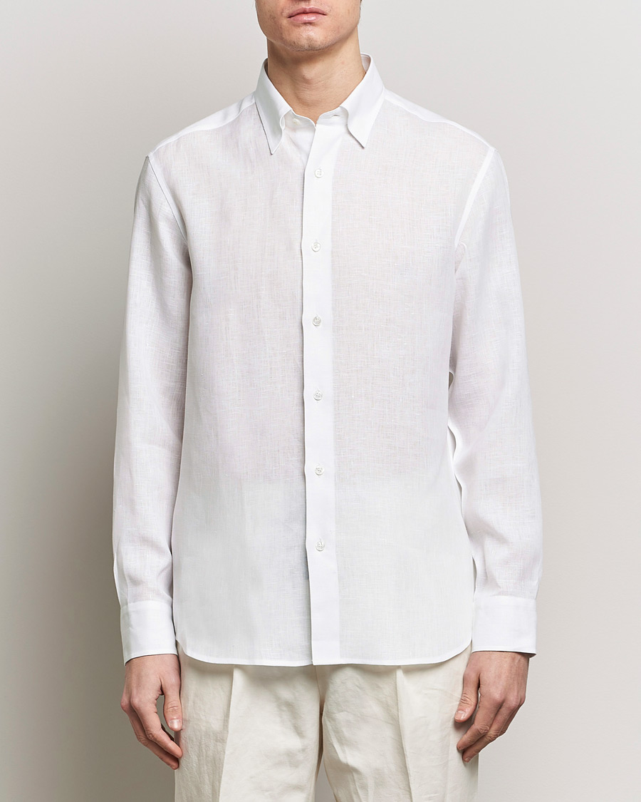 Homme | Chemises En Lin | Brioni | Linen Sport Shirt White