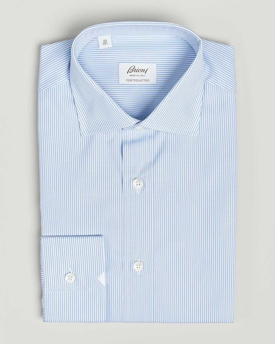 Homme | Chemises | Brioni | Slim Fit Dress Shirt Light Blue Stripe