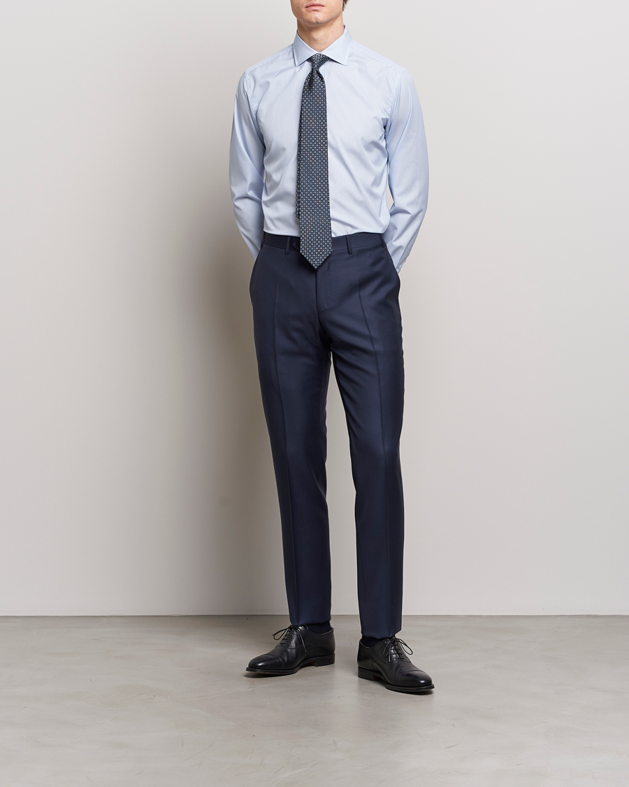 Homme | Italian Department | Brioni | Slim Fit Dress Shirt Light Blue Stripe